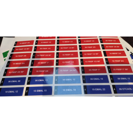 étiquettes référence embouts hydraulique